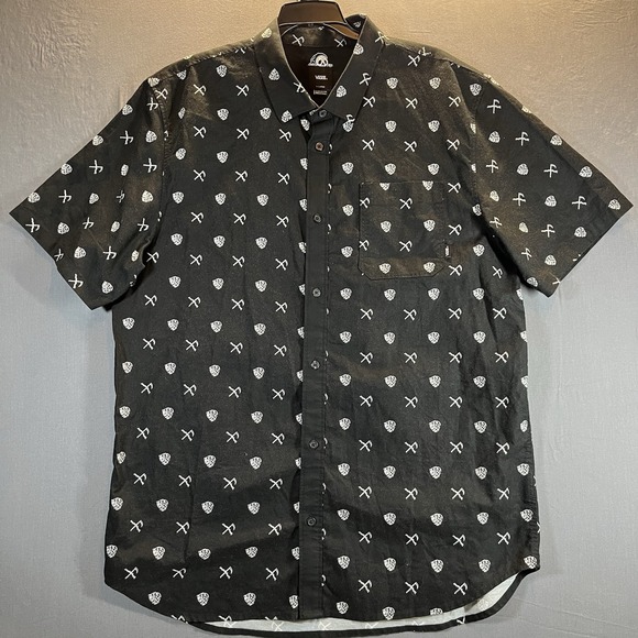 Vans Button Up Shirt Skull Print Short Sleeve Classic Fit XL - Picture 1 of 7